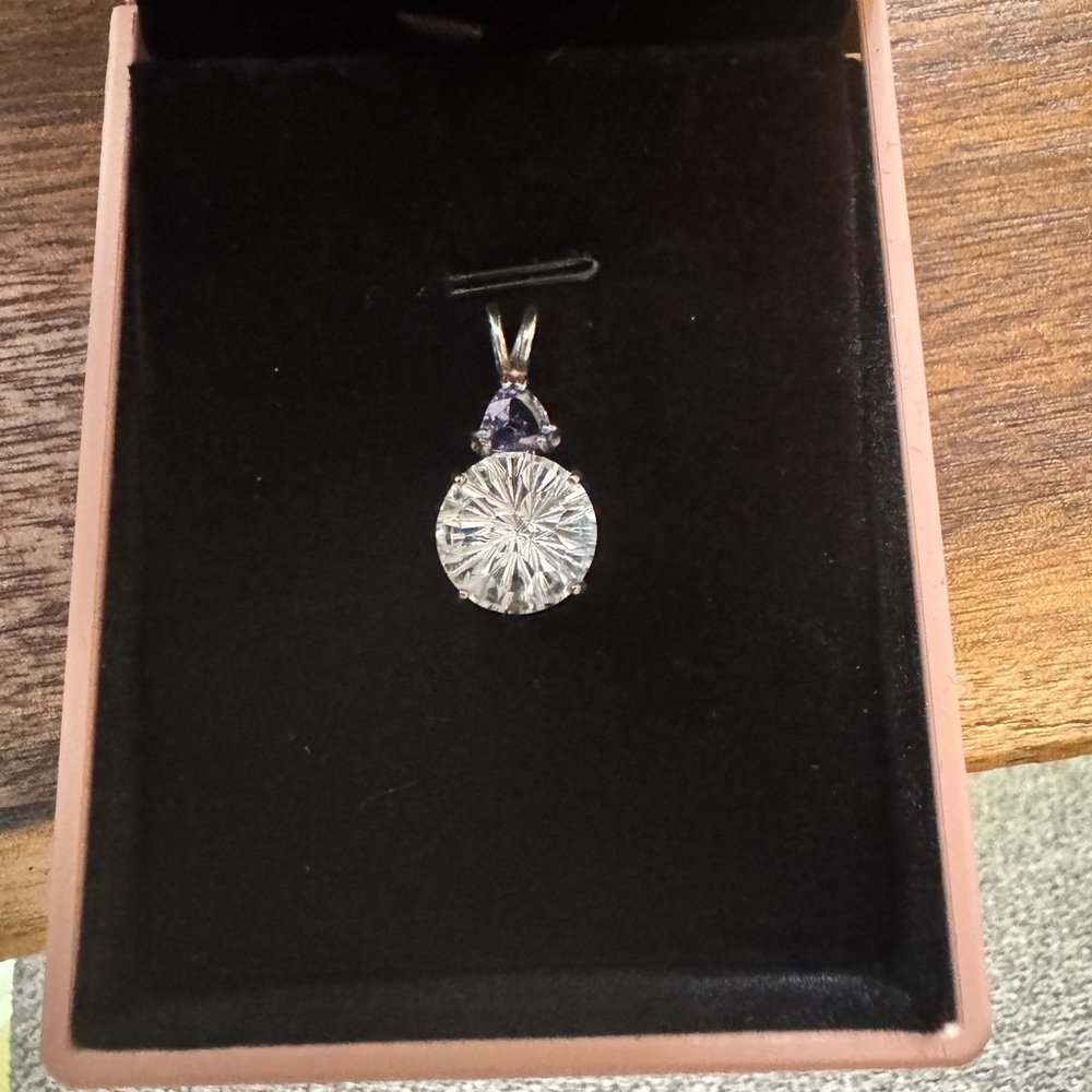 Elegant Large Topaz specially cut gemstone set in sterling silver with tanzanite
